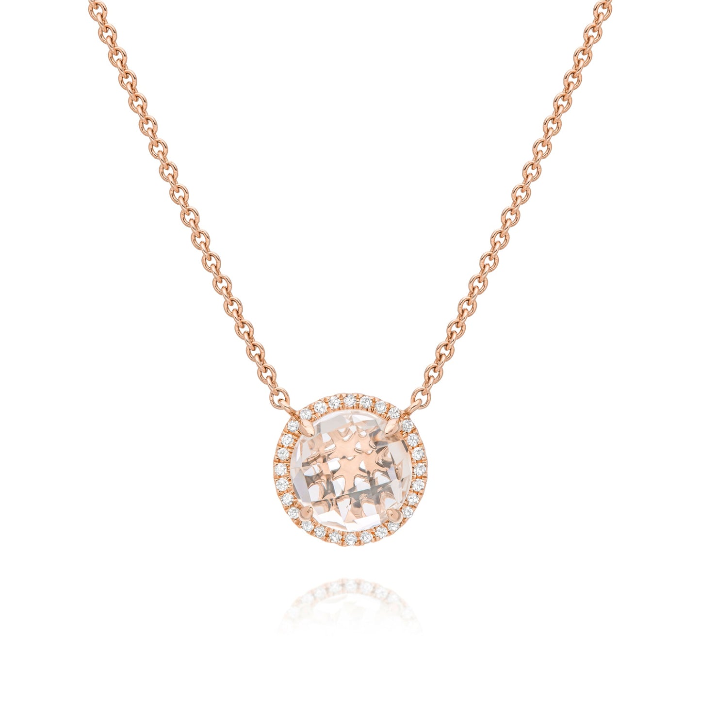 14k Rose Diamond round necklace