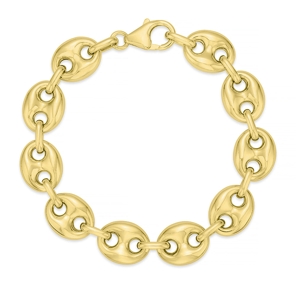 Sterling Silver Large flat coffee bean bracelet
