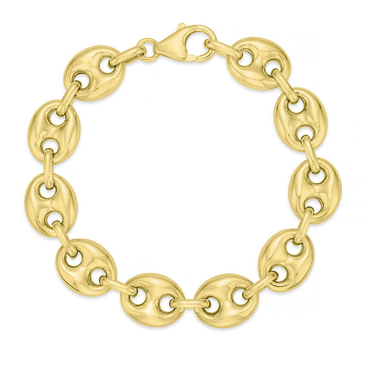 Sterling Silver Large flat coffee bean bracelet