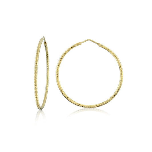 Sterling Silver Medium diamond cut hoop