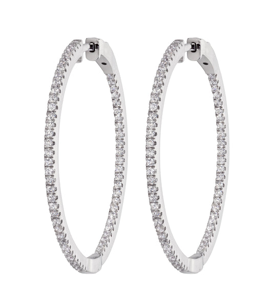 Sterling Silver Large Inside Out Stones Hoop
