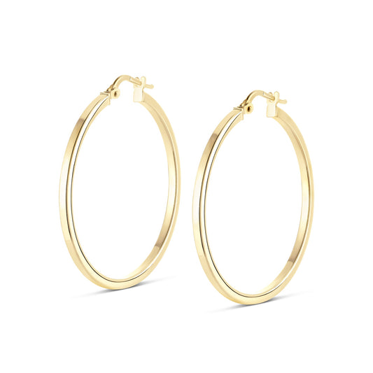 Sterling Silver Large Square edge hoop earrings