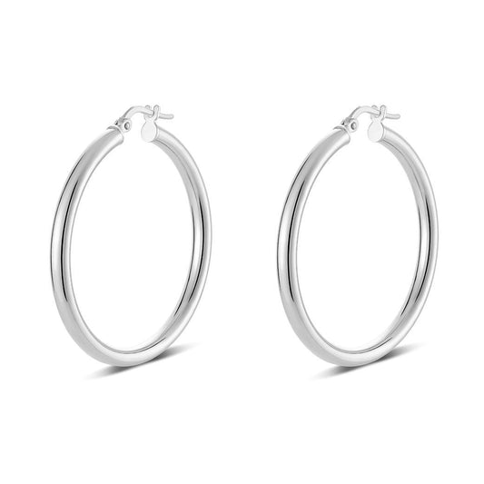 Sterling Silver Medium Round tube hoop earrings