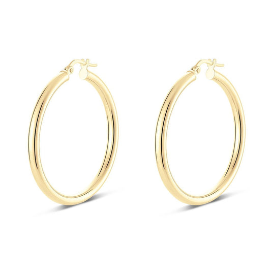 Sterling Silver Medium Round tube hoop earrings