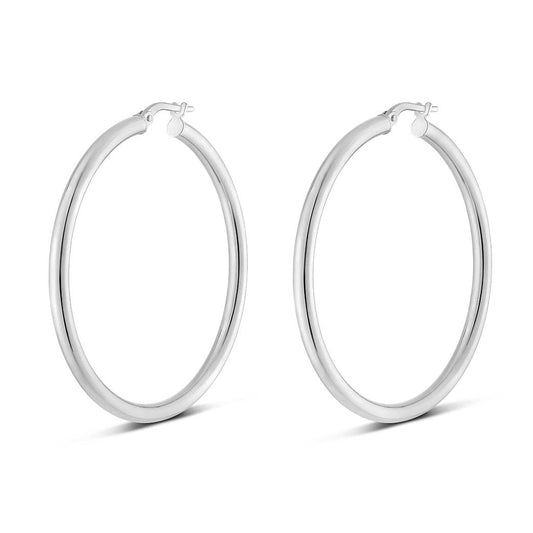 Sterling Silver Large Round tube hoop earrings
