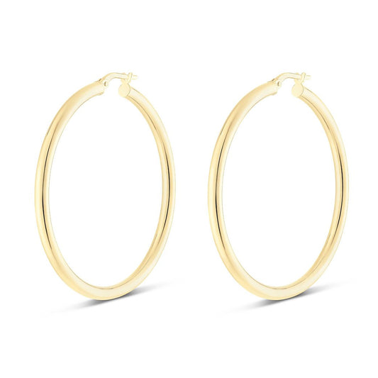 Sterling Silver Large Round tube hoop earrings