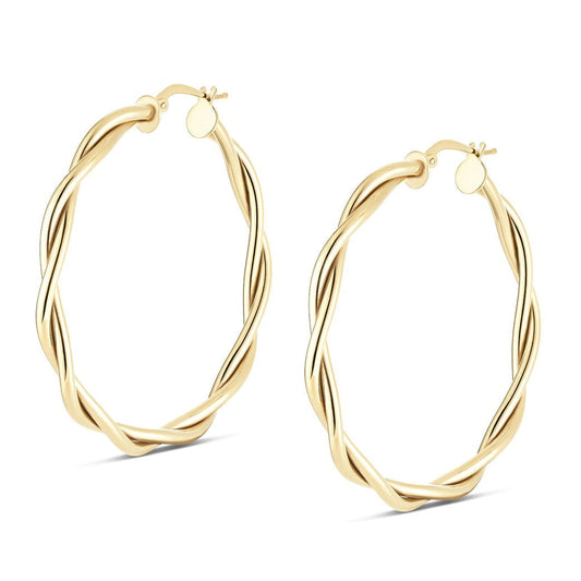 Sterling Silver Large rope Italian hoops